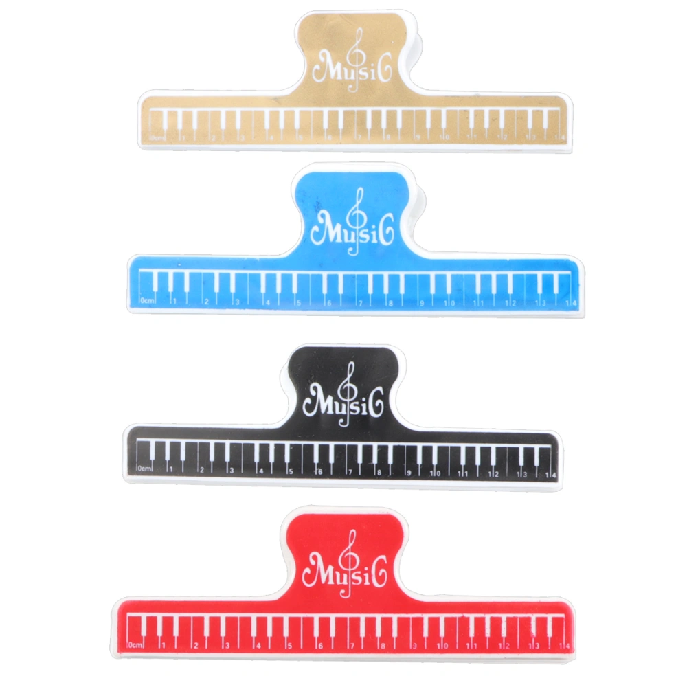 4 Pcs Piano Music Holder Music Book Clip Note Clip For Pianist Music Lover (Red + Golden + Black + Blue, 1 Pcs Each)