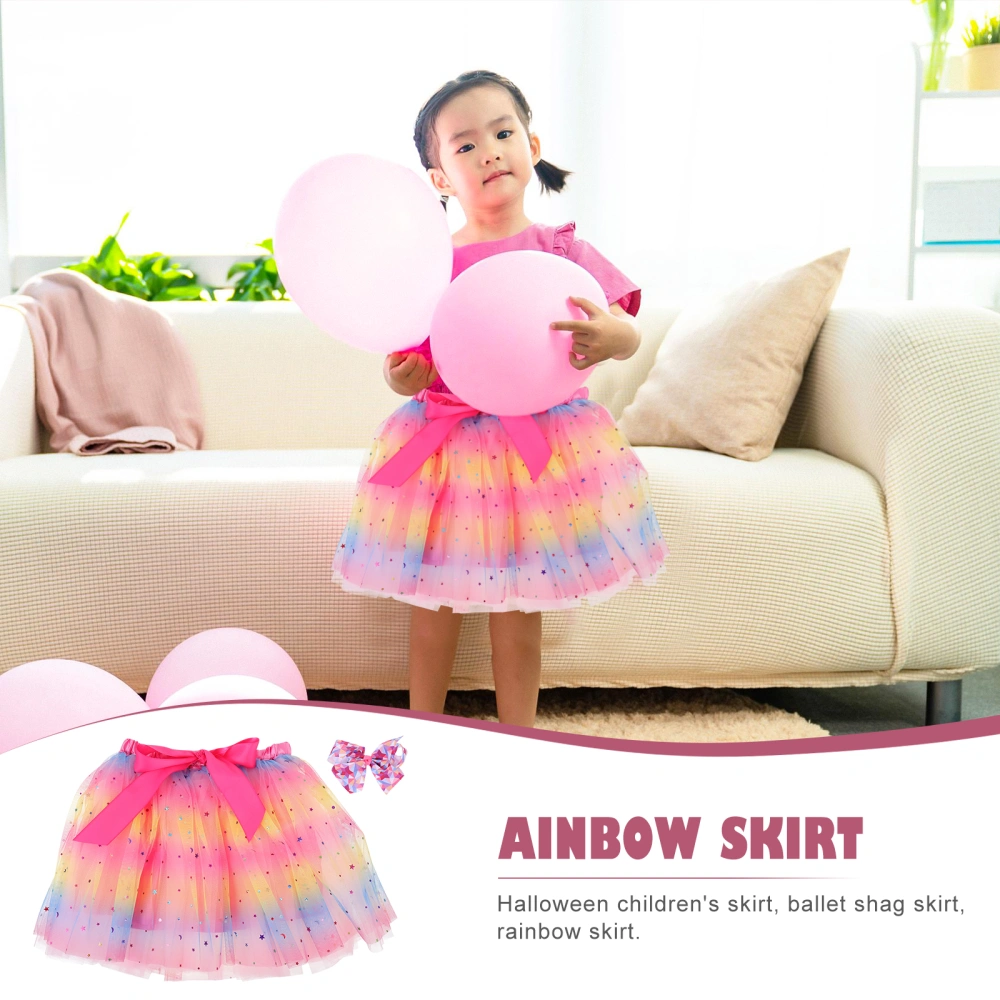 1pc Ballet Tulle Tutu Beautiful Tutu Skirt with Bow Hairpin Performance Costume