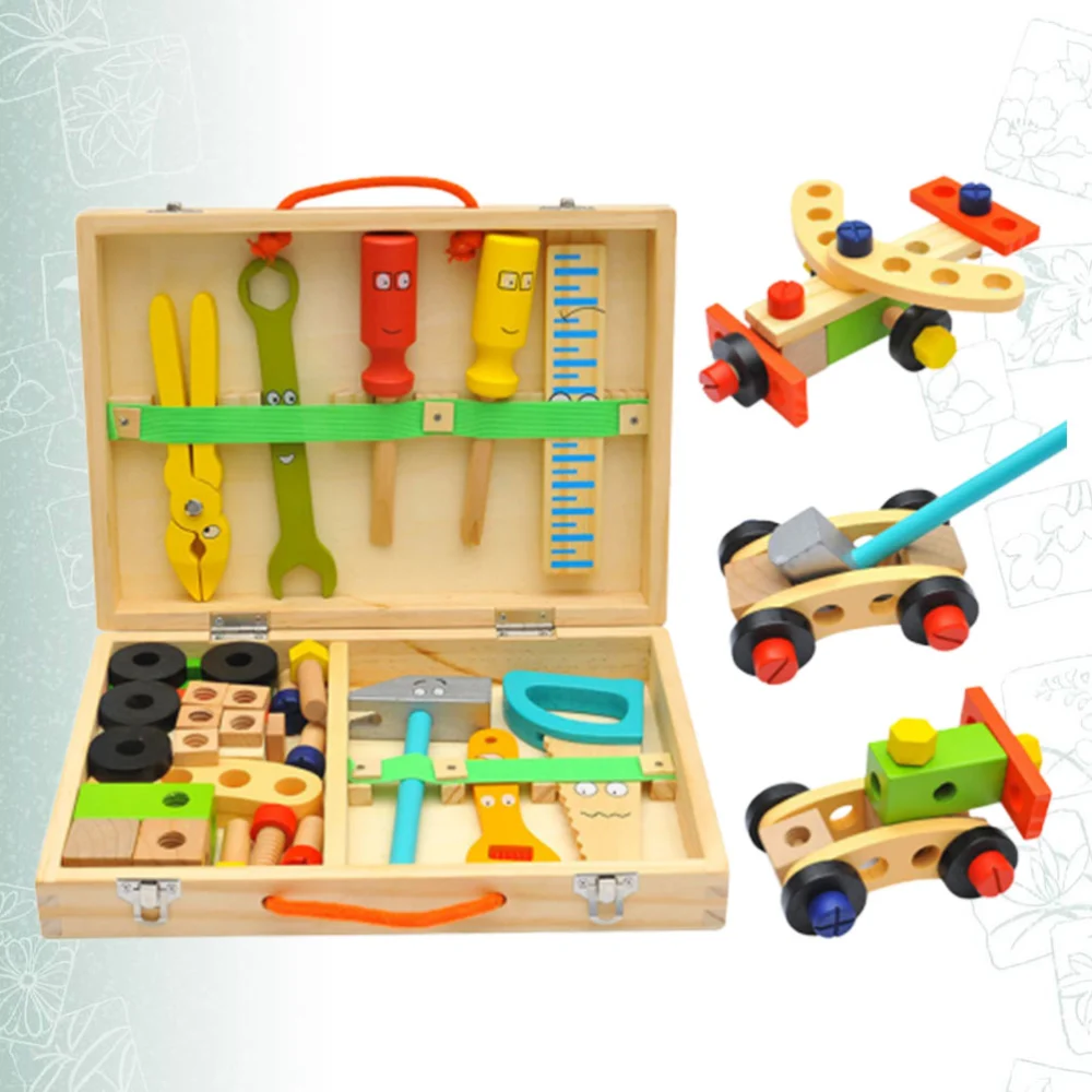 1 Set Childrens Simulation Toolbox Toy Cartoon Toolbox Set Pretend Play Repair Tools Kit Disassembly Repair and Maintenance Tools for Boys