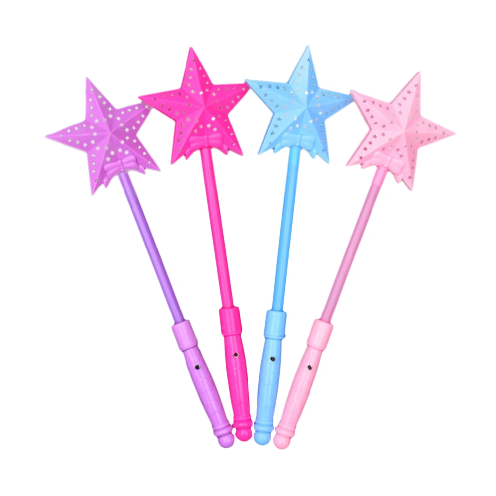 4PCS Portable Luminous Sticks Hollow-out Glow Sticks Five Pointed Star Shaped Glow Sticks Interesting Luminous Toy Lovely Glow Sticks for Concert Party Random Color