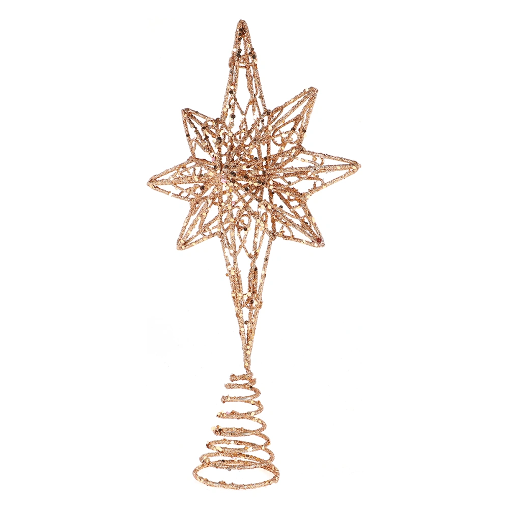 Anise Star Tree Topper Golden Star Christmas Holiday Tree Topper Iron Star Festival Treetop Decor for Home Party (Rose Gold, 16x30cm, Without Light)