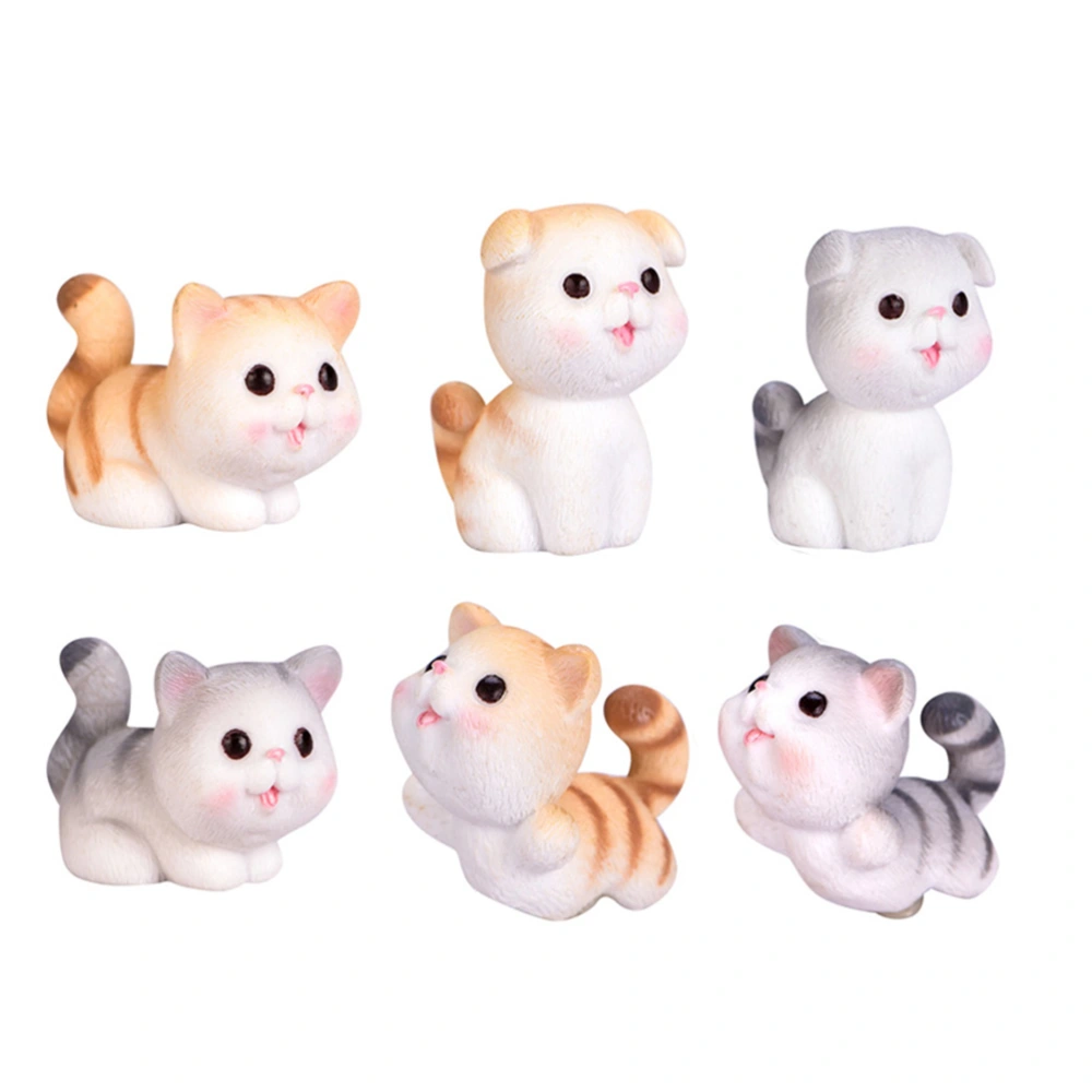 6pcs Cat-shaped Miniature Garden Ornaments Funny Fairy Garden DIY Decoration