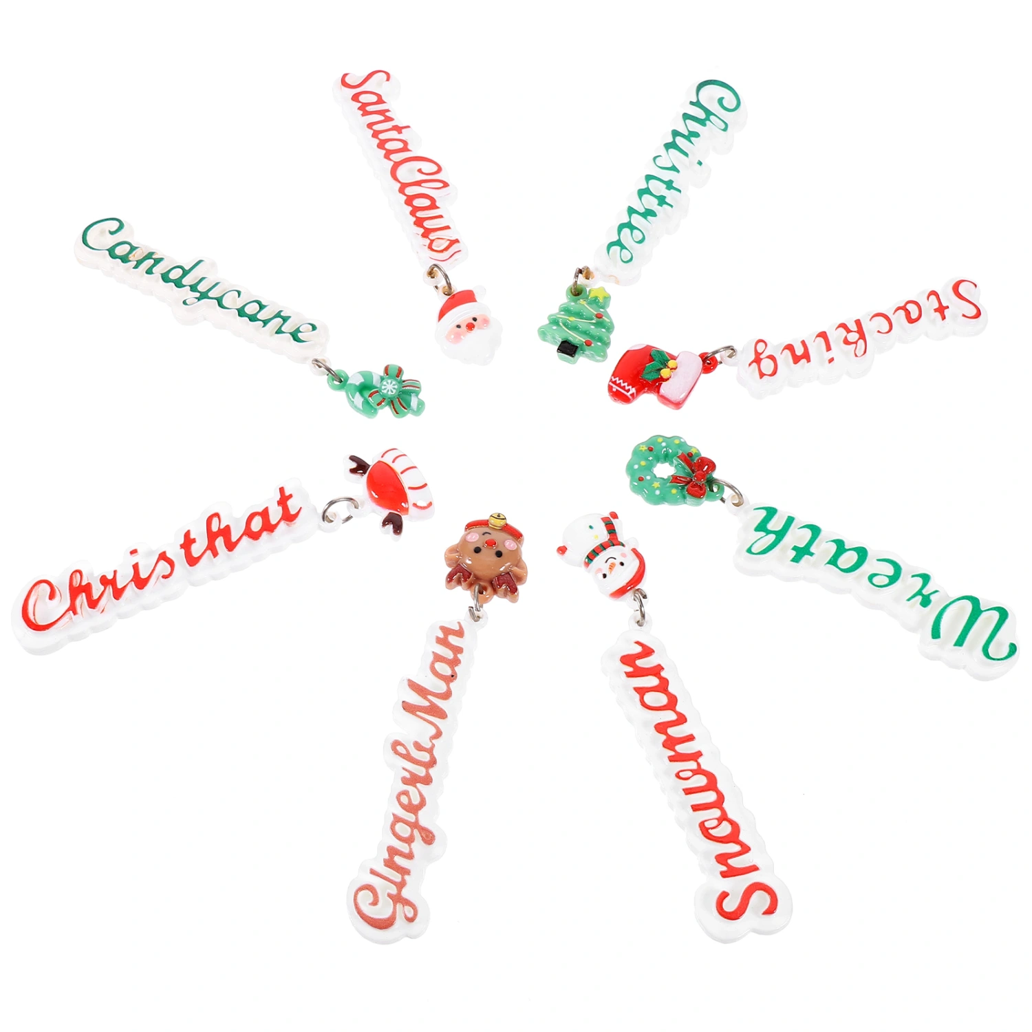 8pcs Christmas Theme Letter Charms Xmas DIY Pendants Cute DIY Pendants for Phone Case Keychain