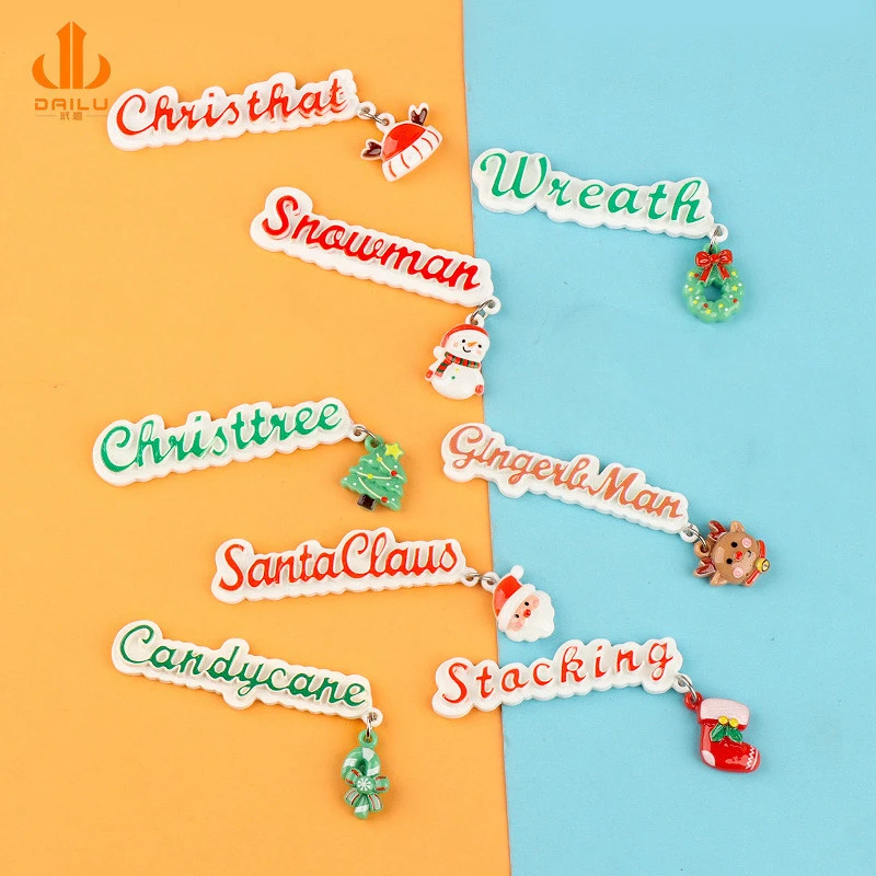 8pcs Christmas Theme Letter Charms Xmas DIY Pendants Cute DIY Pendants for Phone Case Keychain