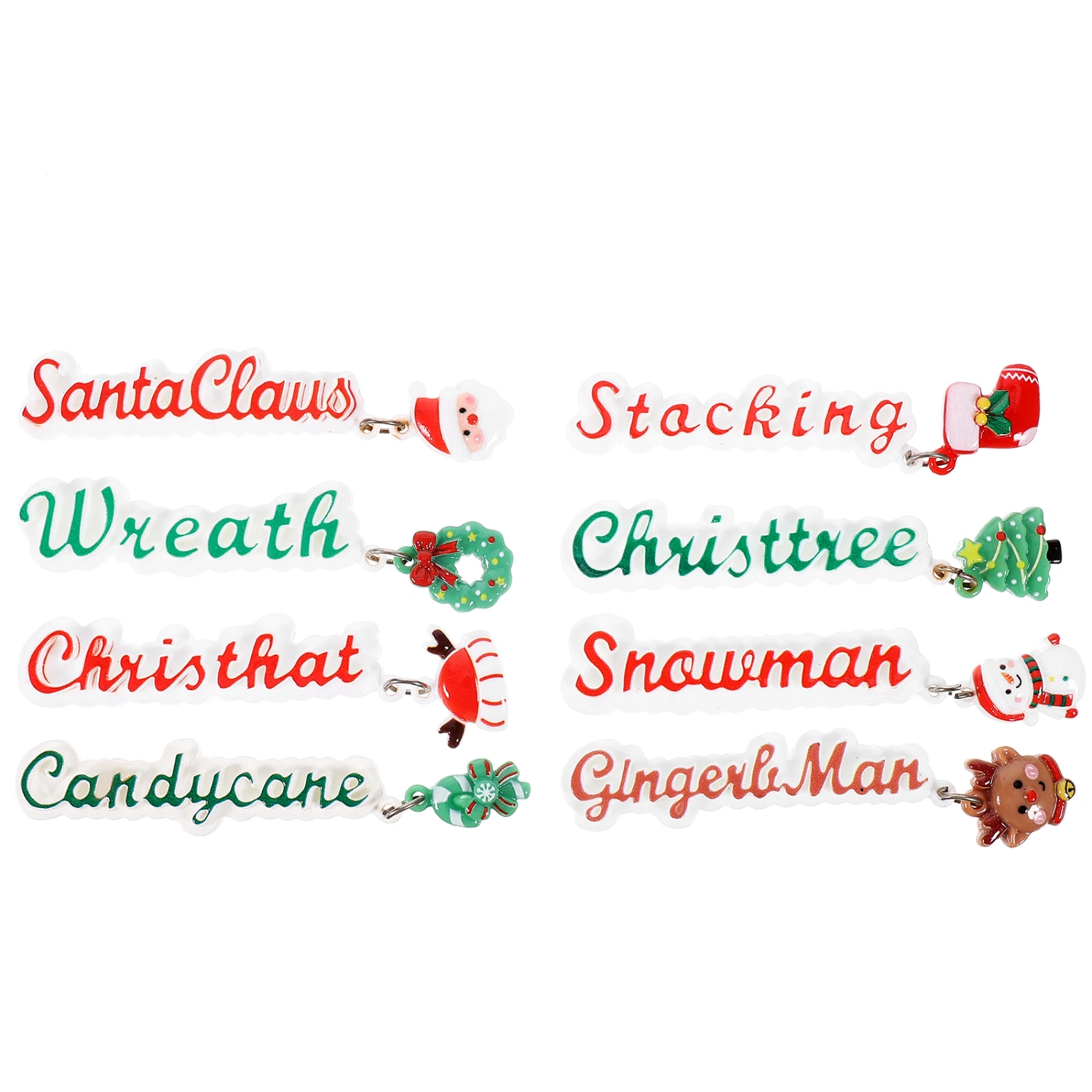 8pcs Christmas Theme Letter Charms Xmas DIY Pendants Cute DIY Pendants for Phone Case Keychain
