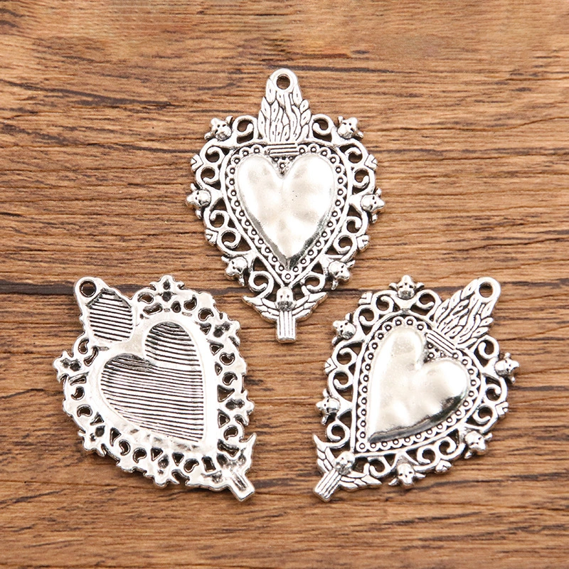 5pcs Diy Alloy Charms Halloween Heart Jewelry Making Charms Necklace Pendants