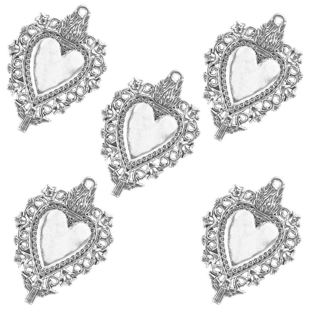 5pcs Diy Alloy Charms Halloween Heart Jewelry Making Charms Necklace Pendants