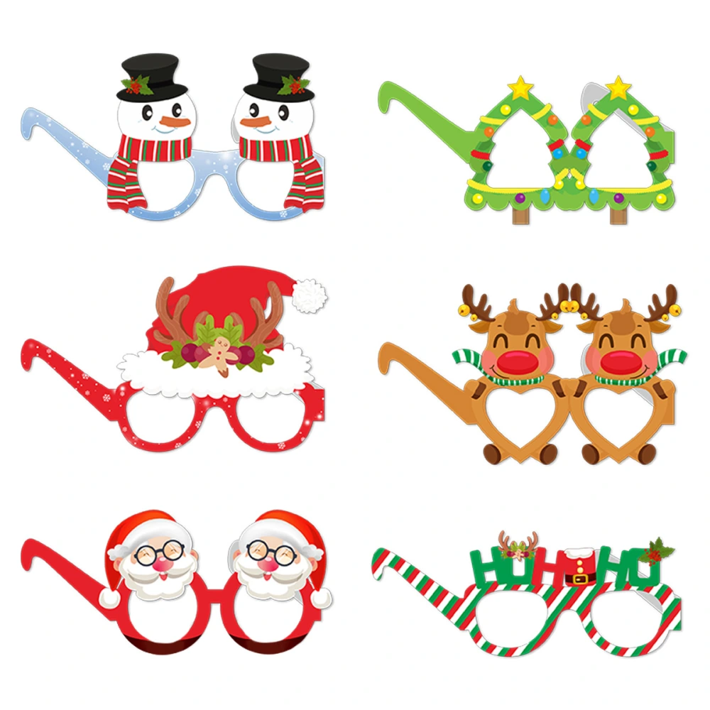 6pcs Christmas Decorative Glasses Party Decorative Glasses Paper Eyewear Party Decor