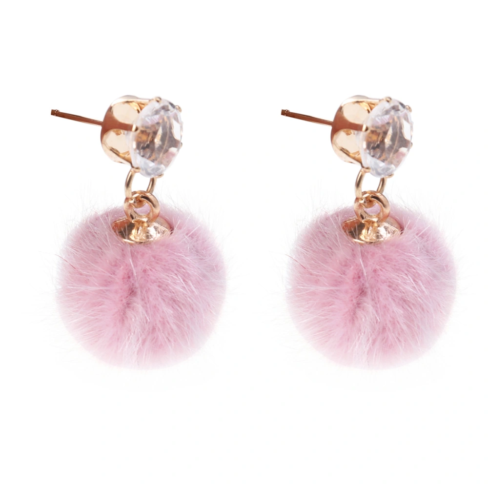 Fluffy Ball Dangling Earrings Accessories Pink Drop Earrings for Women Girls