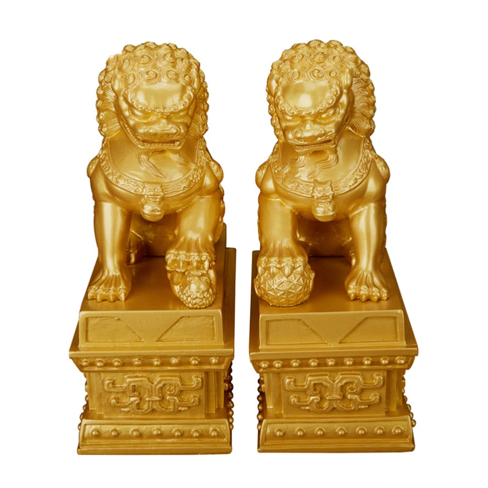 1 pair of Lion Shape Adornment Desktop Lion Statue Ornament Tabletop Decor