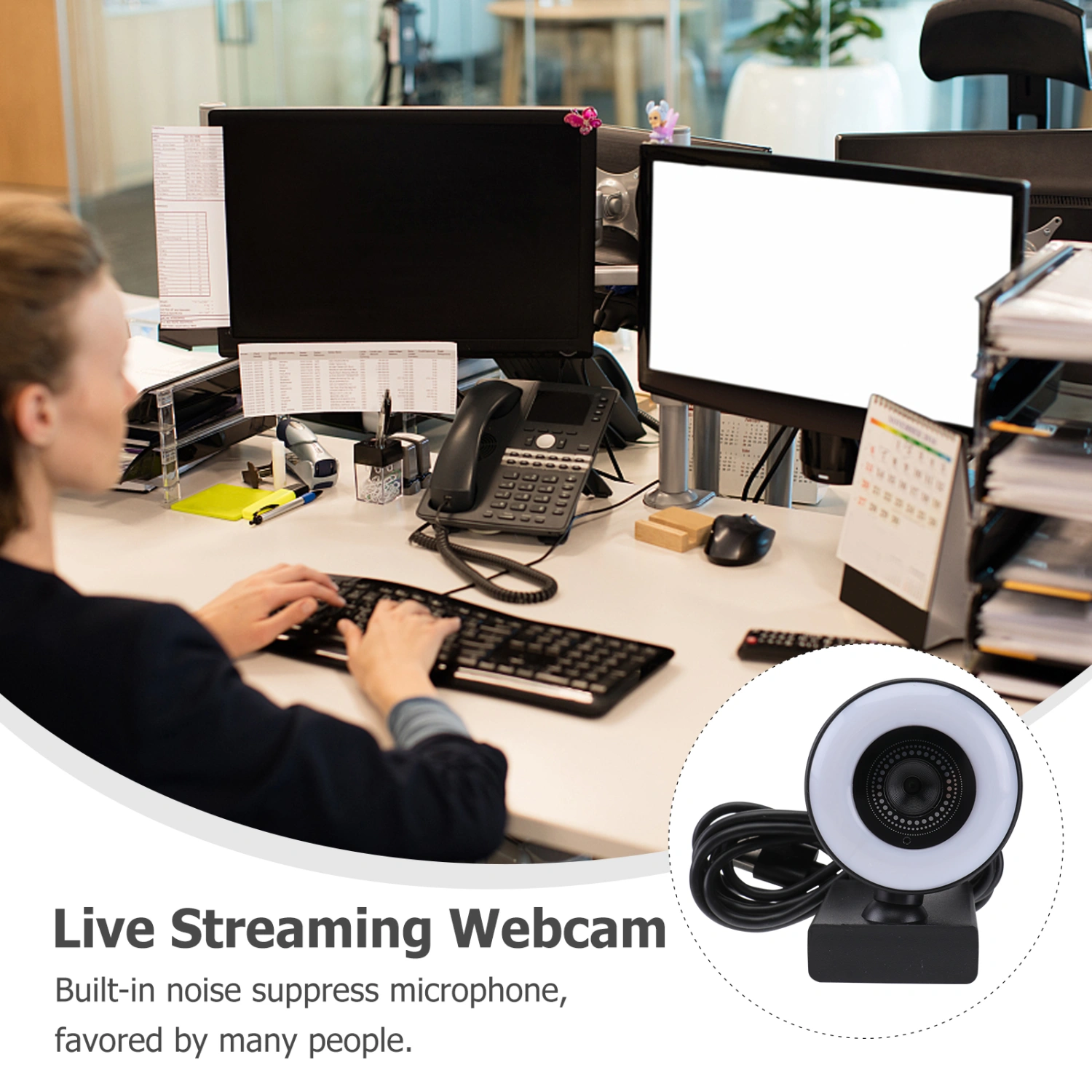 5MP Web Camera 1080P Adjustable Webcam with Noise Reduction Microphone