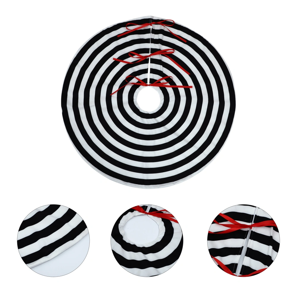 1PC Black White Stripe Xmas Tree Skirt Short Plush Decorative Xmas Tree Mat