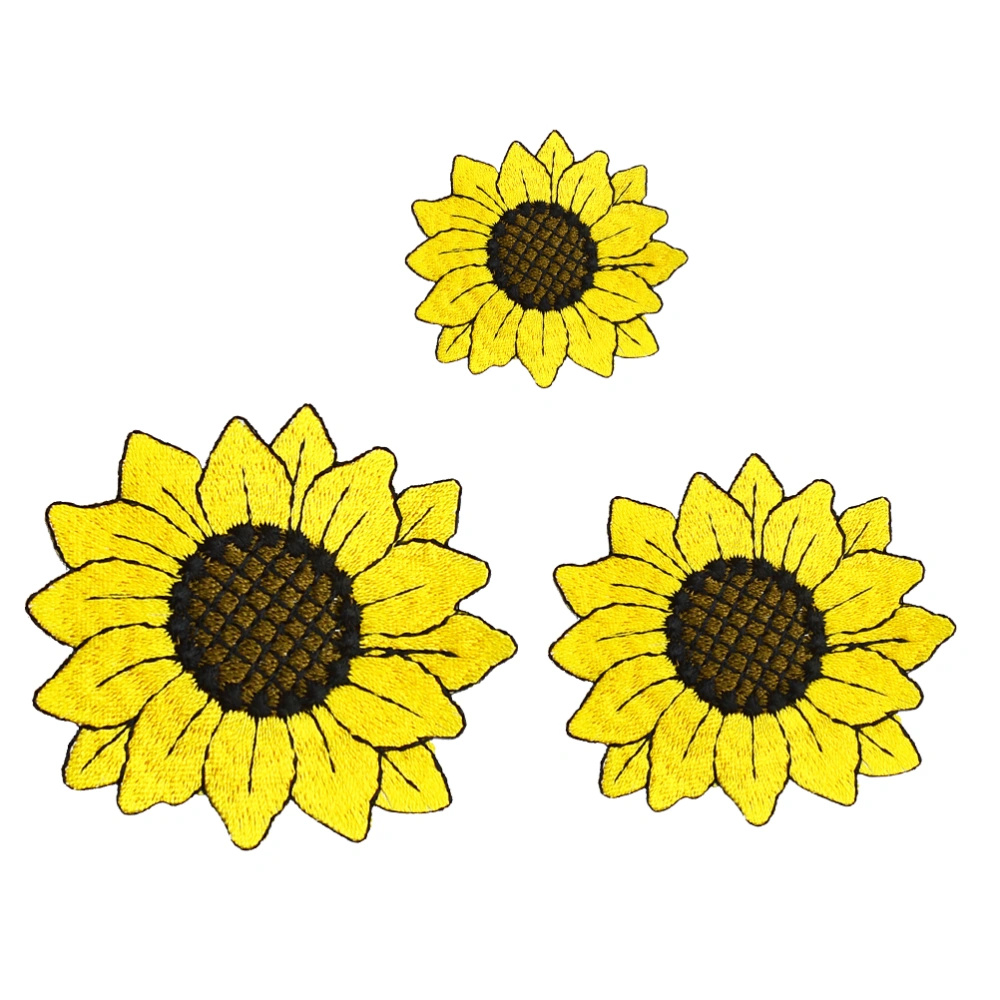 3pcs DIY Clothing Patches Sunflower Embroidery Applique Clothes Decor Applique