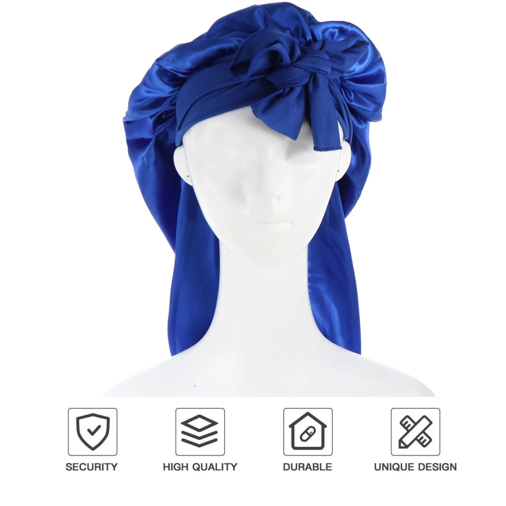 Hair Bonnet Bowknot Decorated Elastic Band Sleeping Wide-brimmed Nightcap