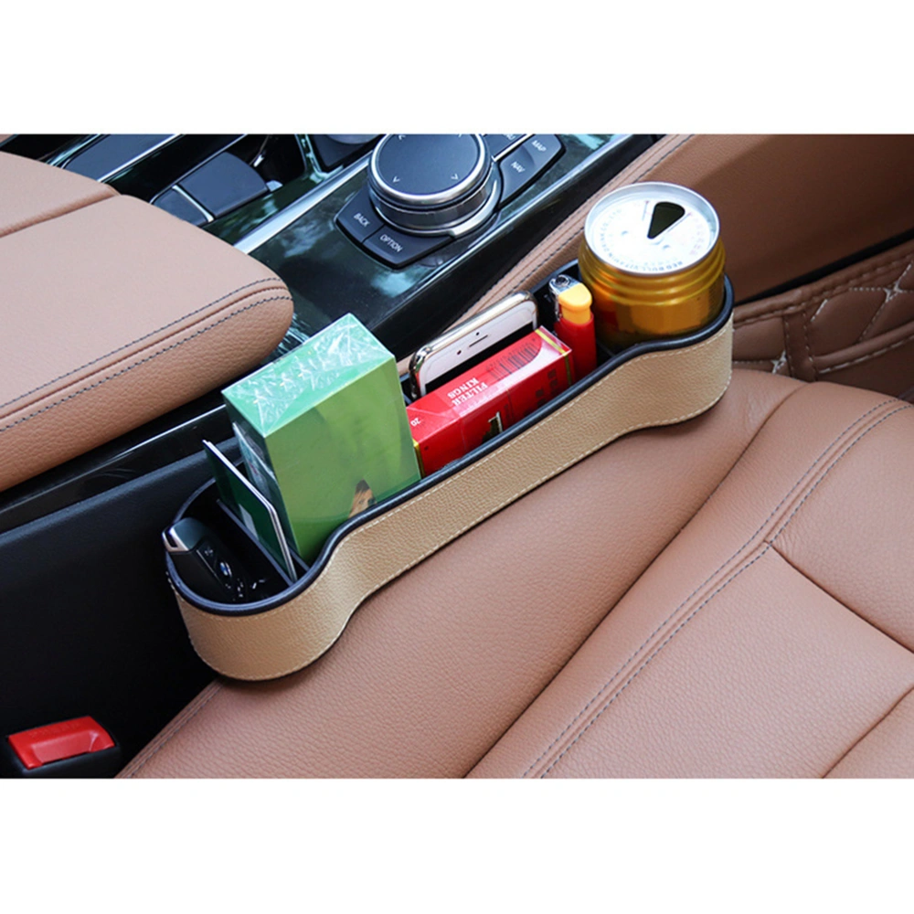 1Pc Car Gap Storage Box Practical Organizer Box Case for Phone Drink Money (Beige)