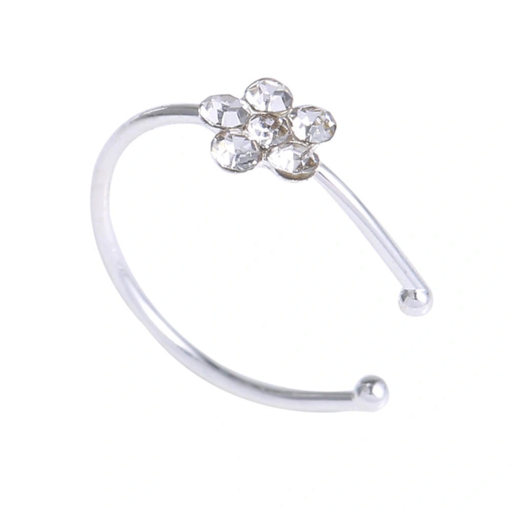 9 Pieces Flower Clear Crystal Nose Ring Sparkly Nose Studs for Body Jewelry Piercing