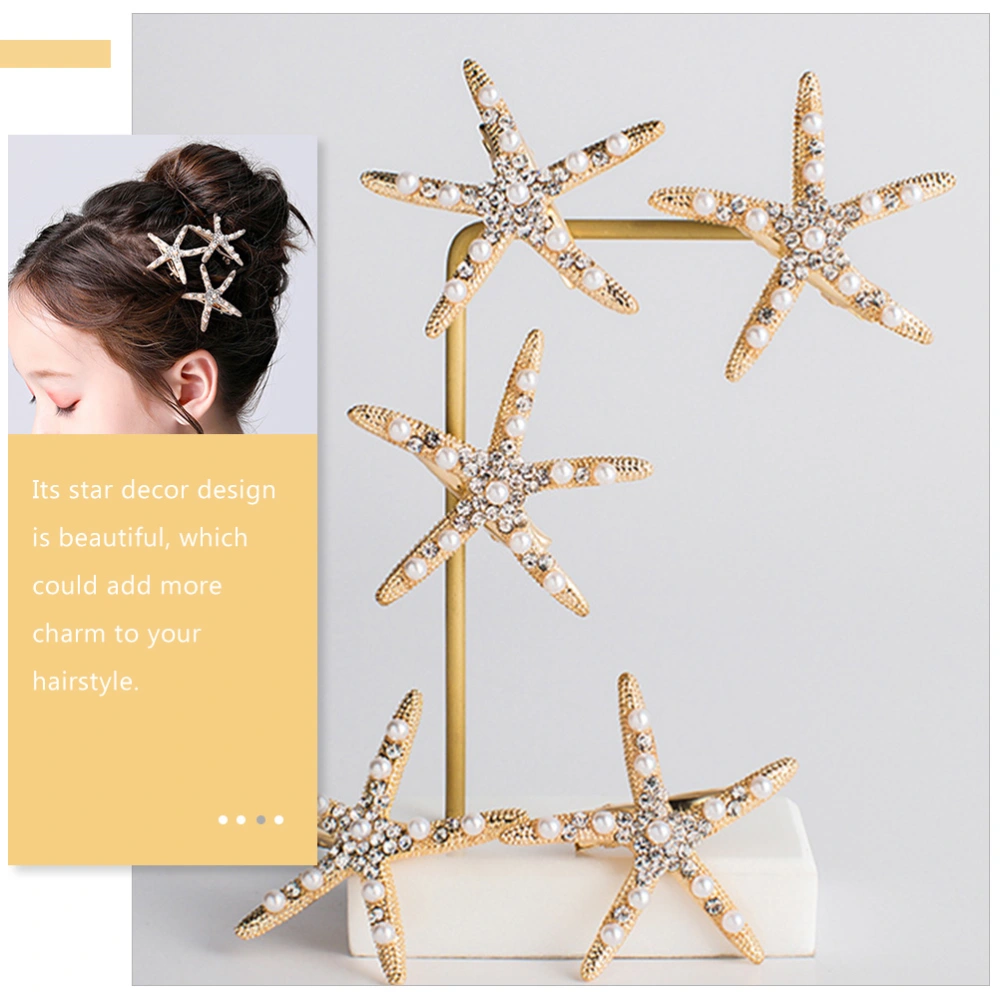 3pcs Star Hair Clips Rhinestone Pearl Hair Pins Bride Barrettes Wedding Hair Accessories