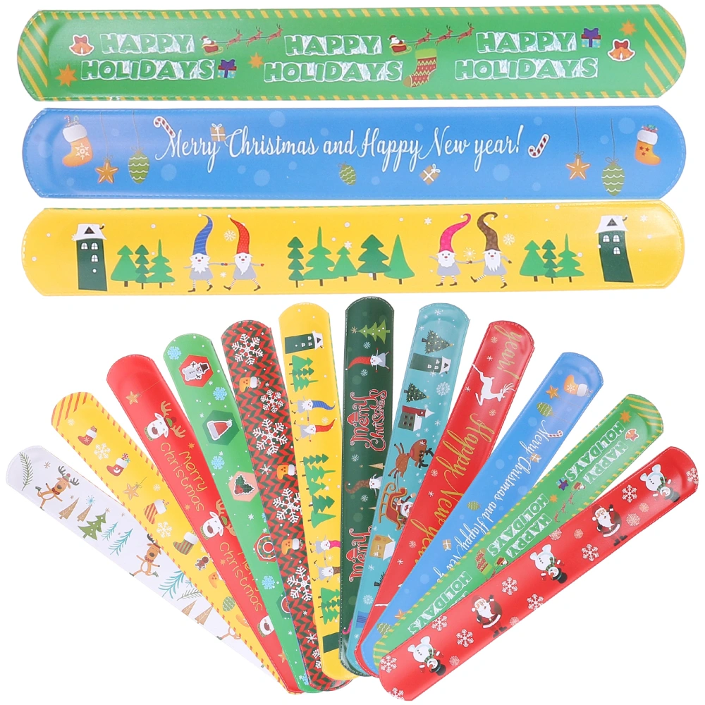 24pcs Christmas Slap Bracelets Xmas Style Slap Wristband Party Favors Bracelets