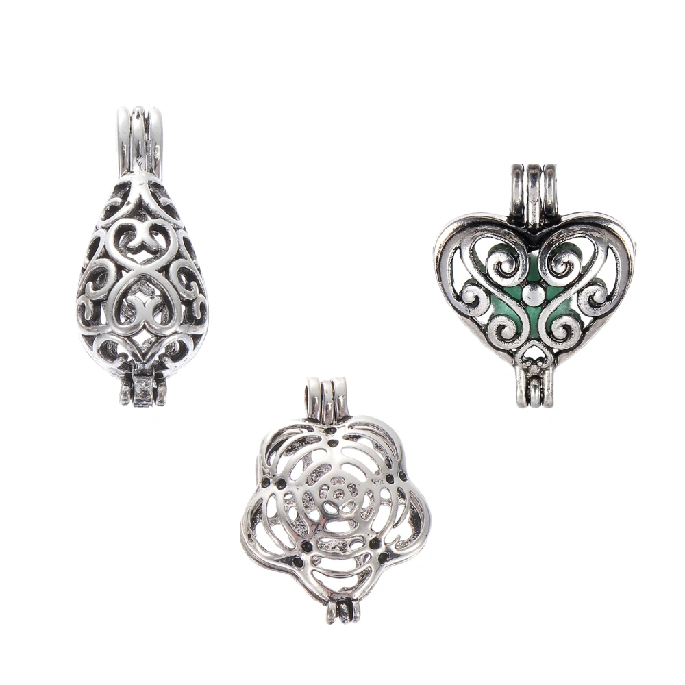 3Pcs Necklace Hanging Pendants Essential Oil Jewelry Making Pendants (Silver)