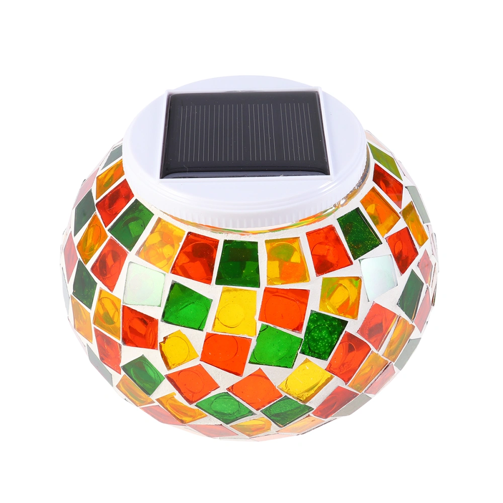 Solar Powered LED Lamp Waterproof Garden Light Mosaic Glass Ball Lamp Indoor Outdoor Jar Light (Orange, Yellow and Green)