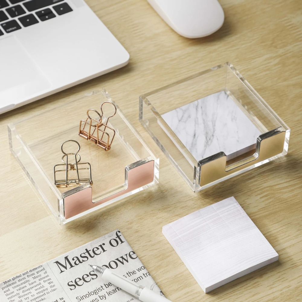 Stick Note Pad Holder Transparent Memo Note Holder Dispenser Note Pad Holder