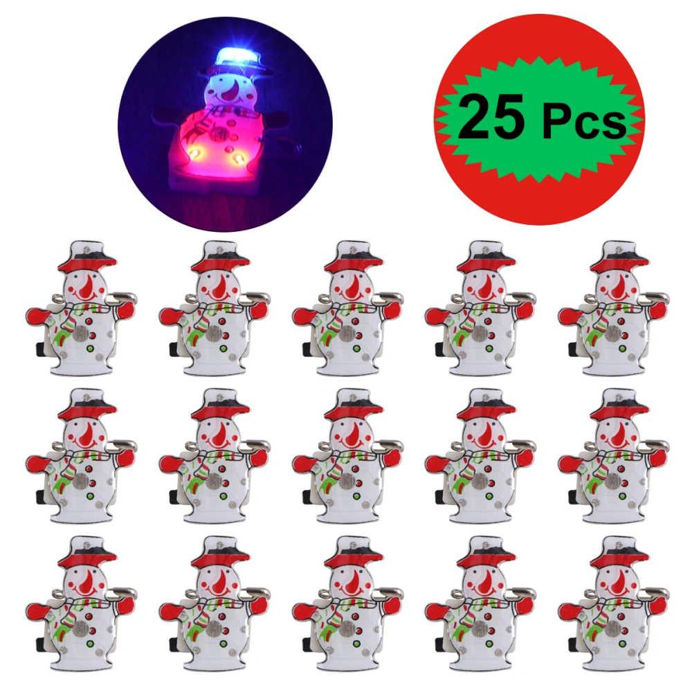 25Pcs Christmas Snowman Badge Brooch with LED Light for Children Gift