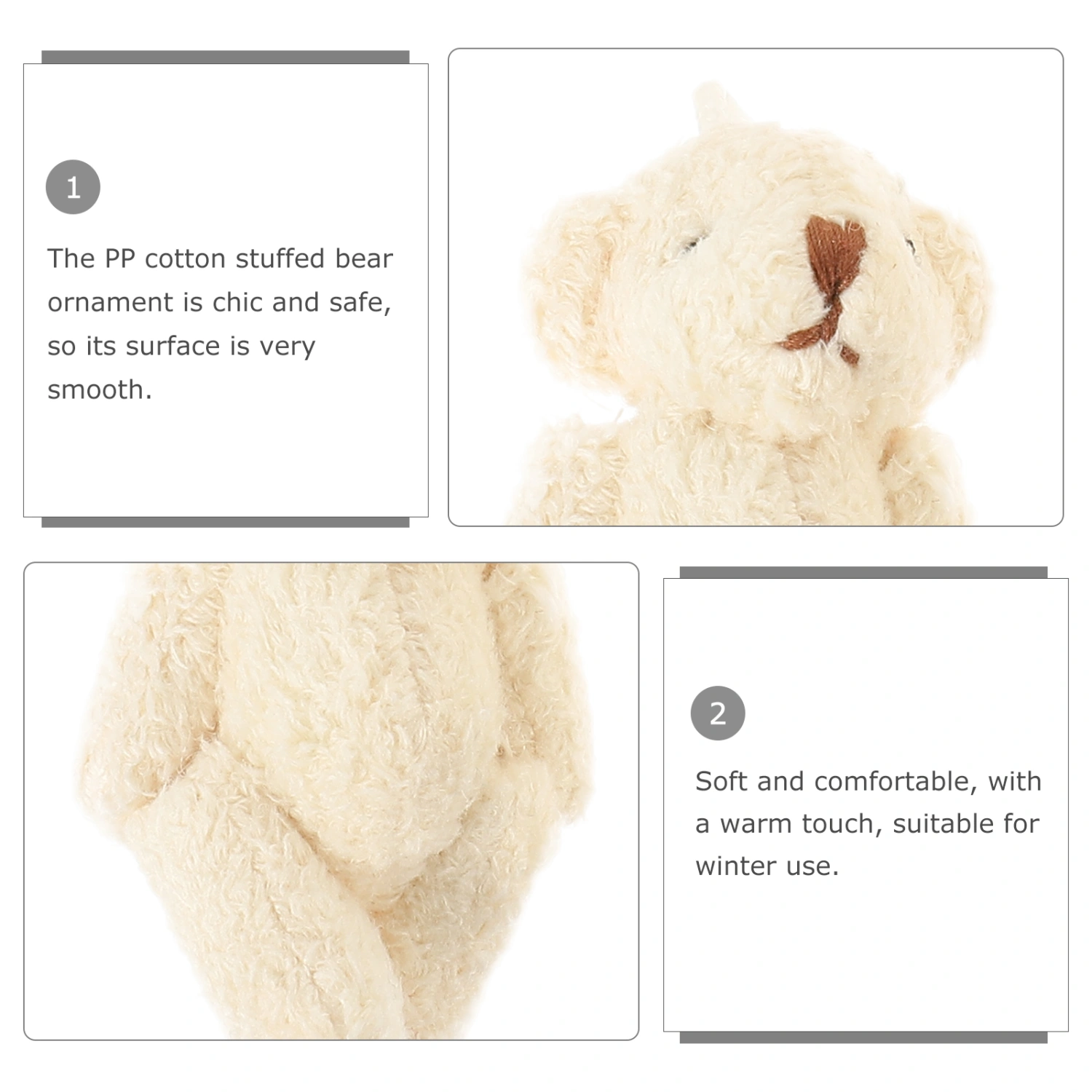5Pcs DIY Mini Bear Plush Toy Crafts Tiny Bear Garment Ornament for Hats Scarf Clothes