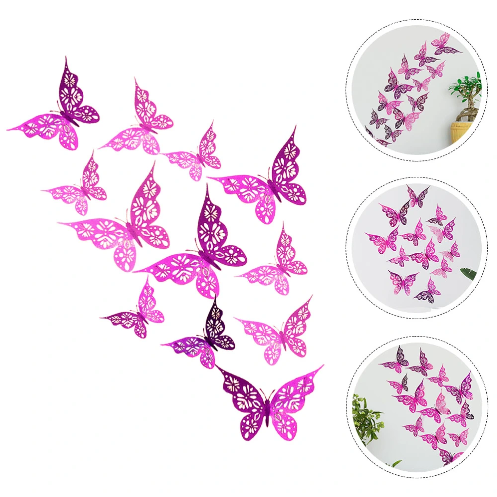 24pcs Butterflies Wall Stickers Glitter Wall Decals Art Decor Crafts Butterflies Wall Art Stickers