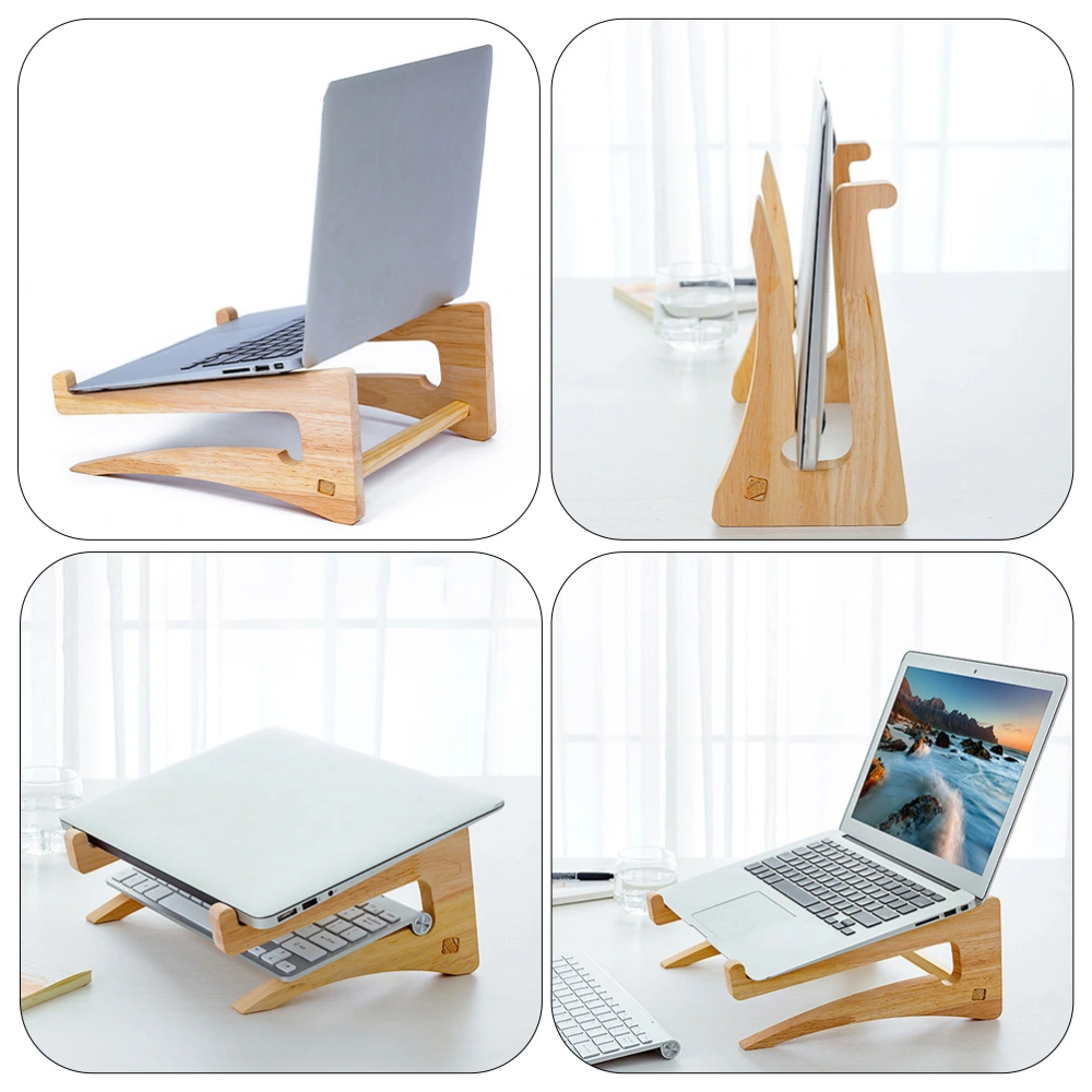 Countertop Laptop Stand Notebook Computer Holder Office Laptop Wooden Riser