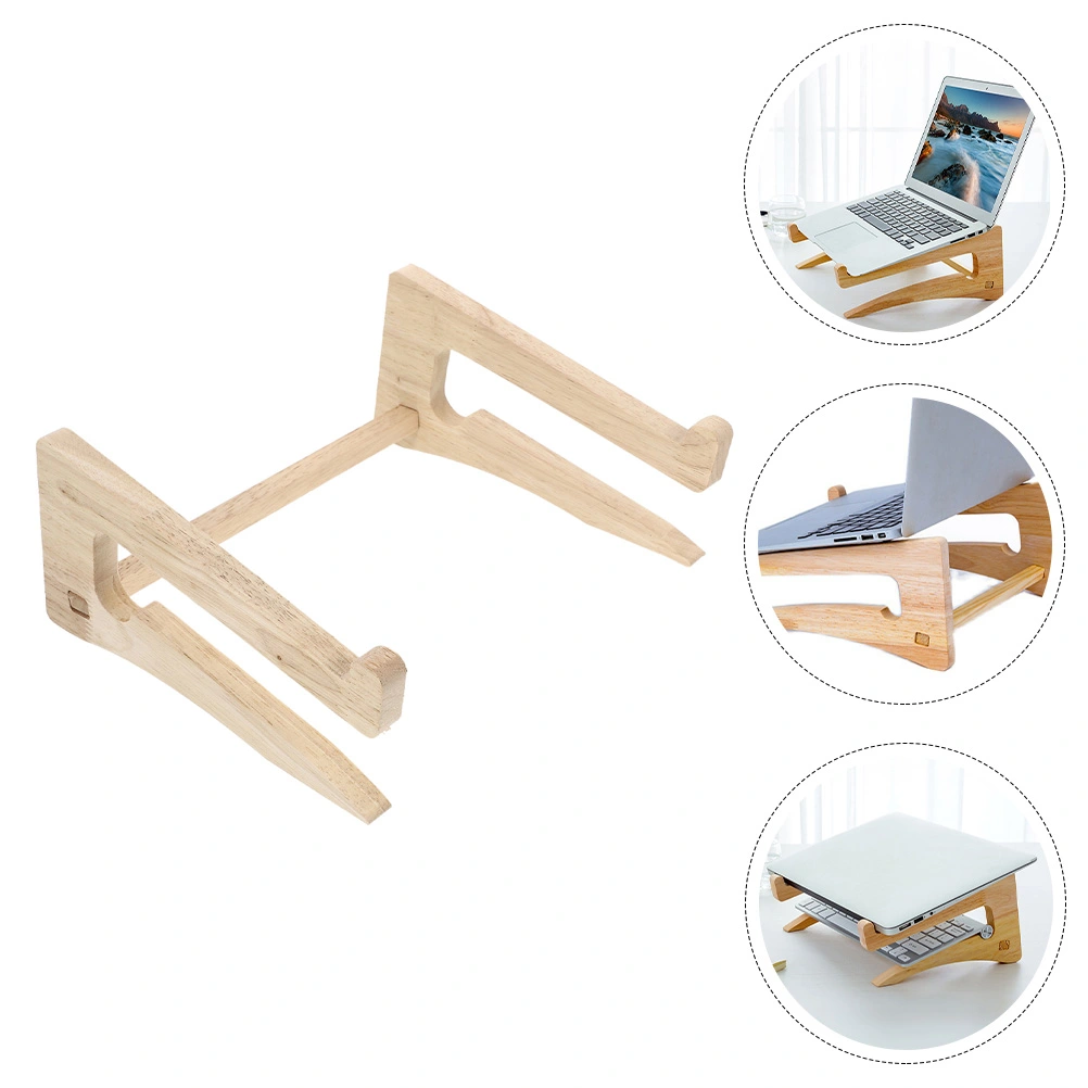 Countertop Laptop Stand Notebook Computer Holder Office Laptop Wooden Riser