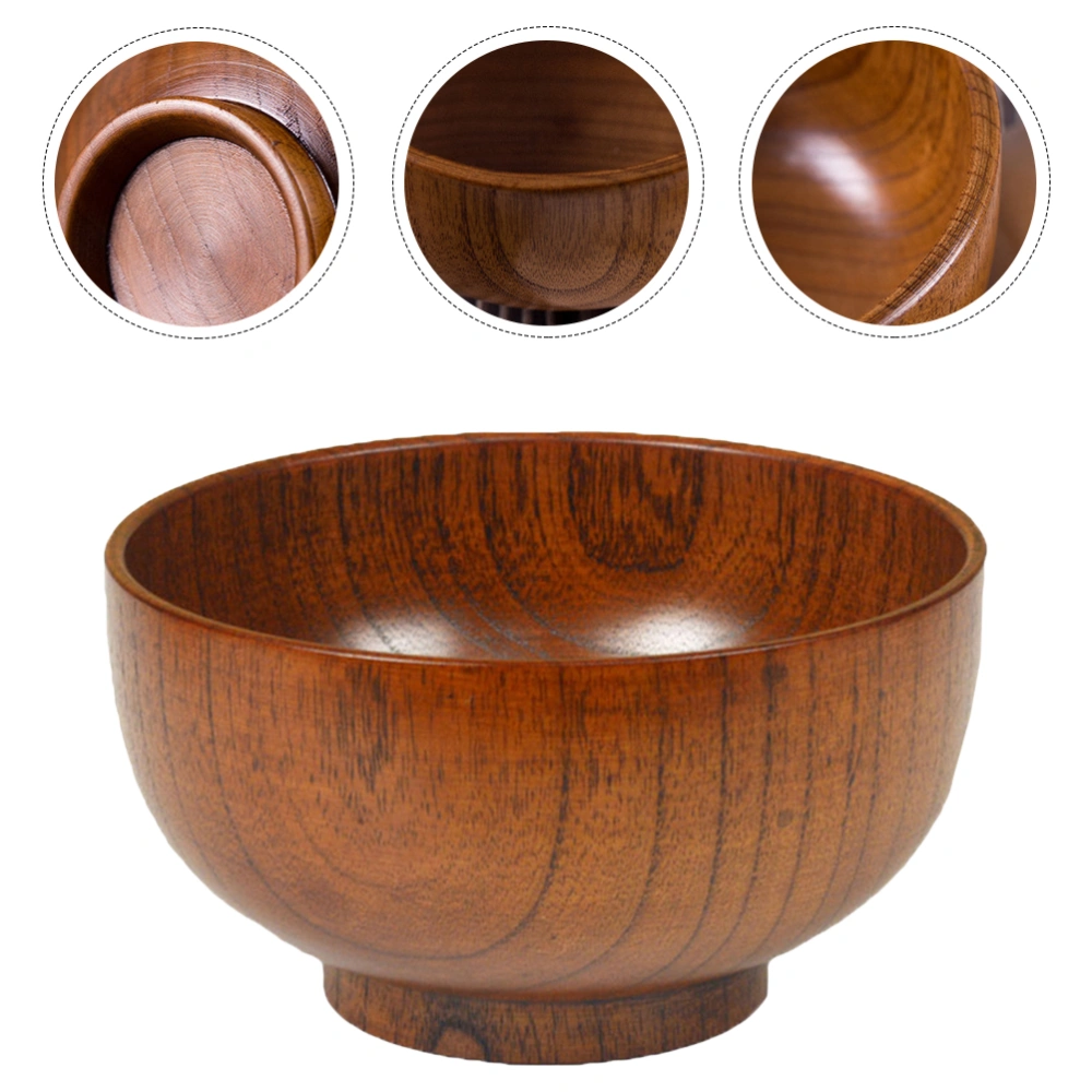 1pc Delicate Wooden Bowl Japanese Style Wooden Bowl Food Container Tableware