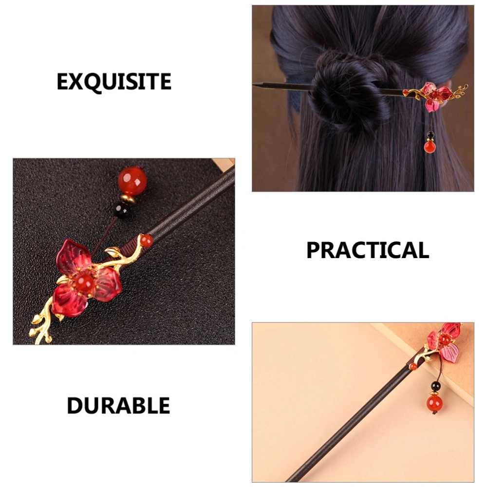 Chinese Wooden Hairpin Japanese Hair Stick Vintage Flower Hair Chopstick Hair Styling Tool