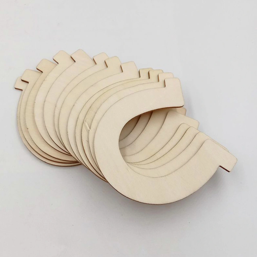 20pcs DIY Wooden Cutouts Unfinished Horseshoe Shaped Slices Horseshoe Cutouts