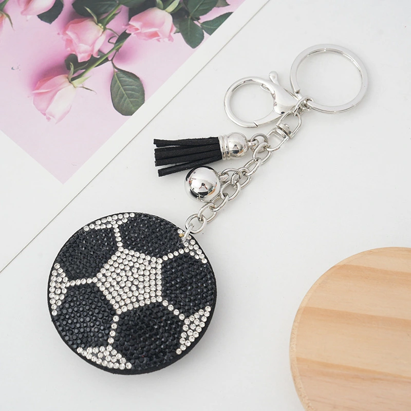 Hanging Sports Ball Keychain Decorative Rhinestone Keychain Ornament Purse Keychain