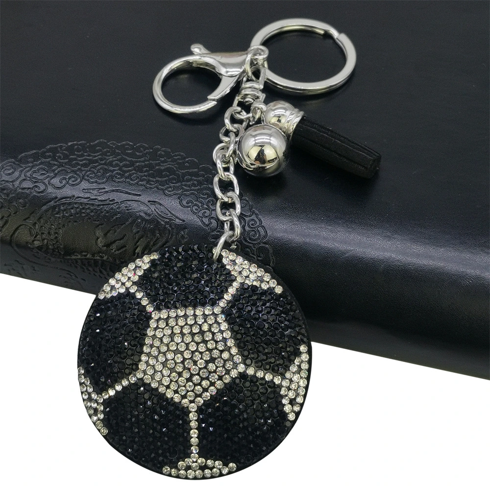 Hanging Sports Ball Keychain Decorative Rhinestone Keychain Ornament Purse Keychain