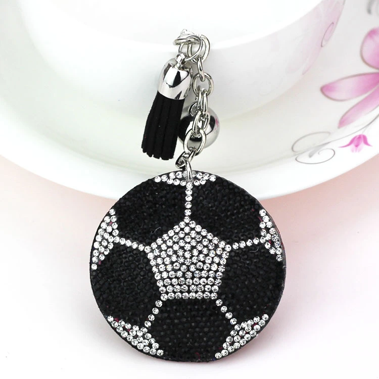 Hanging Sports Ball Keychain Decorative Rhinestone Keychain Ornament Purse Keychain