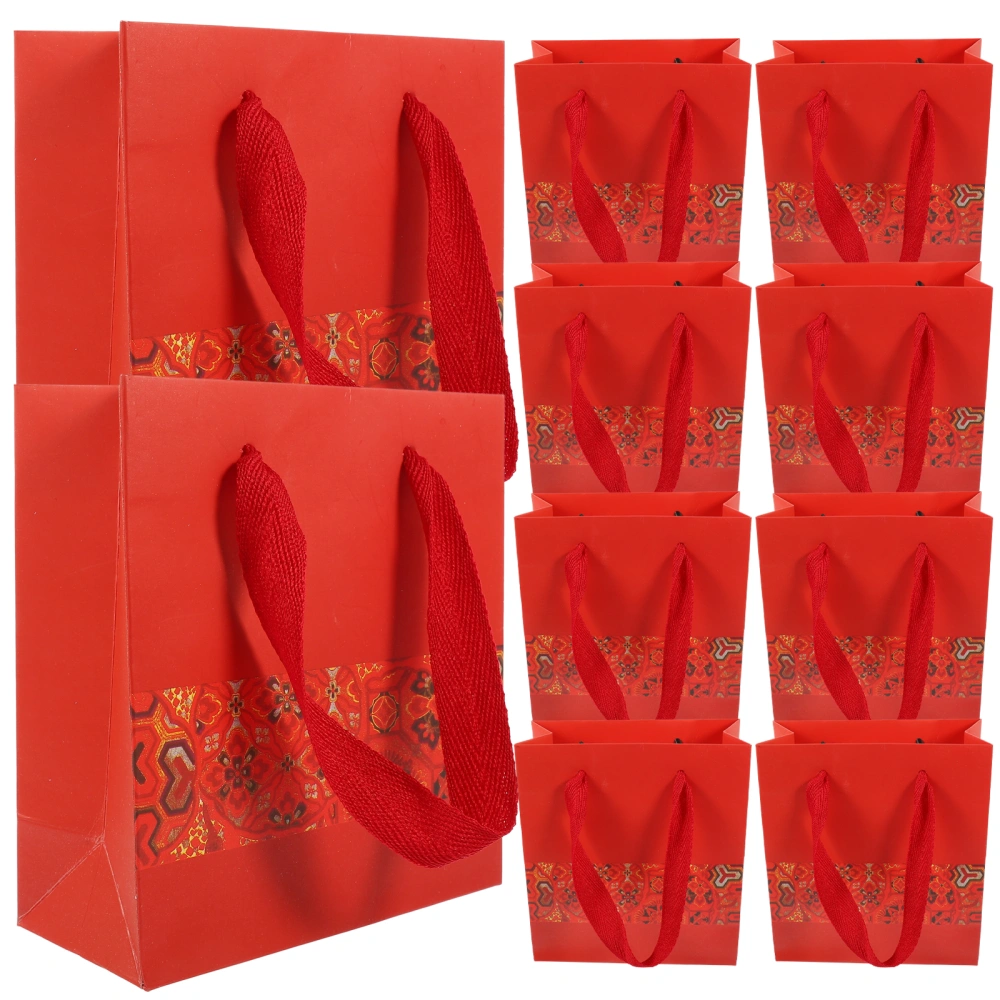 10pcs Paper Gift Bags with Handles Paper Red goodie Bags Gift Wrapping Bags