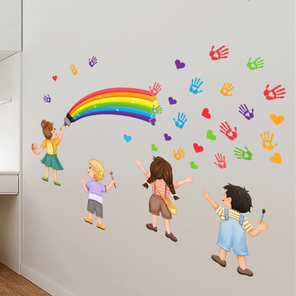 1 Set Rainbow Wall Decal Bedroom Wall Decal Rainbow Children Wall Sticker Classroom Wall Sticker