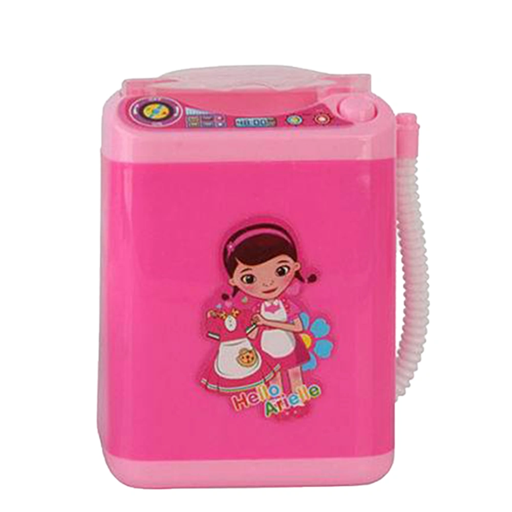 1PC Simulated Washing Machine Toy Mini Home Appliances Toy Mini Powder Puff Washing Machine Toy Electric Mini Washing Machine Toy for Kids Child Girl Playing Without Battery Pink