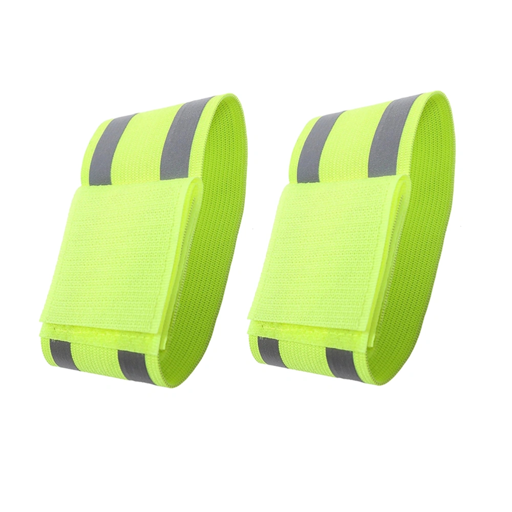 2pcs Outdoor Reflective Armband Bracelet Safety Fluorescent Bangle  Elastic Wristband for Night Activities Running Hiking