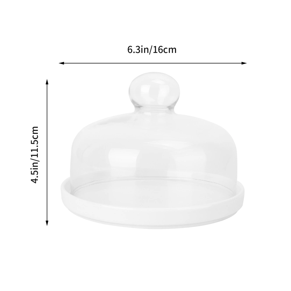 1 Set Transparent Cover Dust-proof Food Cover Round Tray Cake Cover (White)