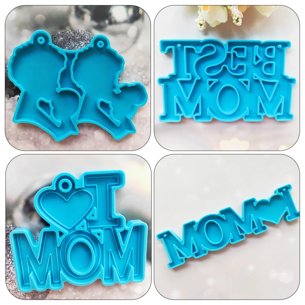 5 Pcs Mother's Day Keychain Silicone Mold Key Chain Pendant Mold Key Ring Pendant Mold