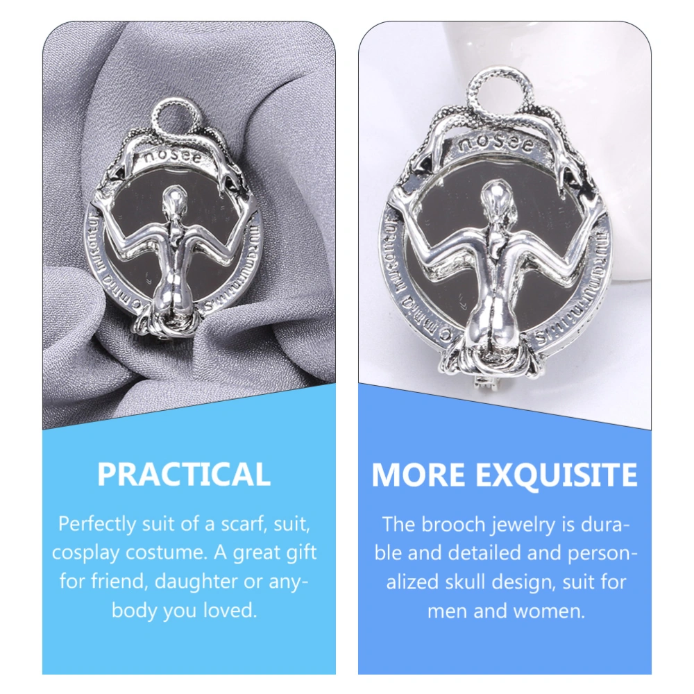 The Skull Mirror Brooch Fashion Clothes Brooch Pin Clothing Accessories for Shirt Coat Scarf