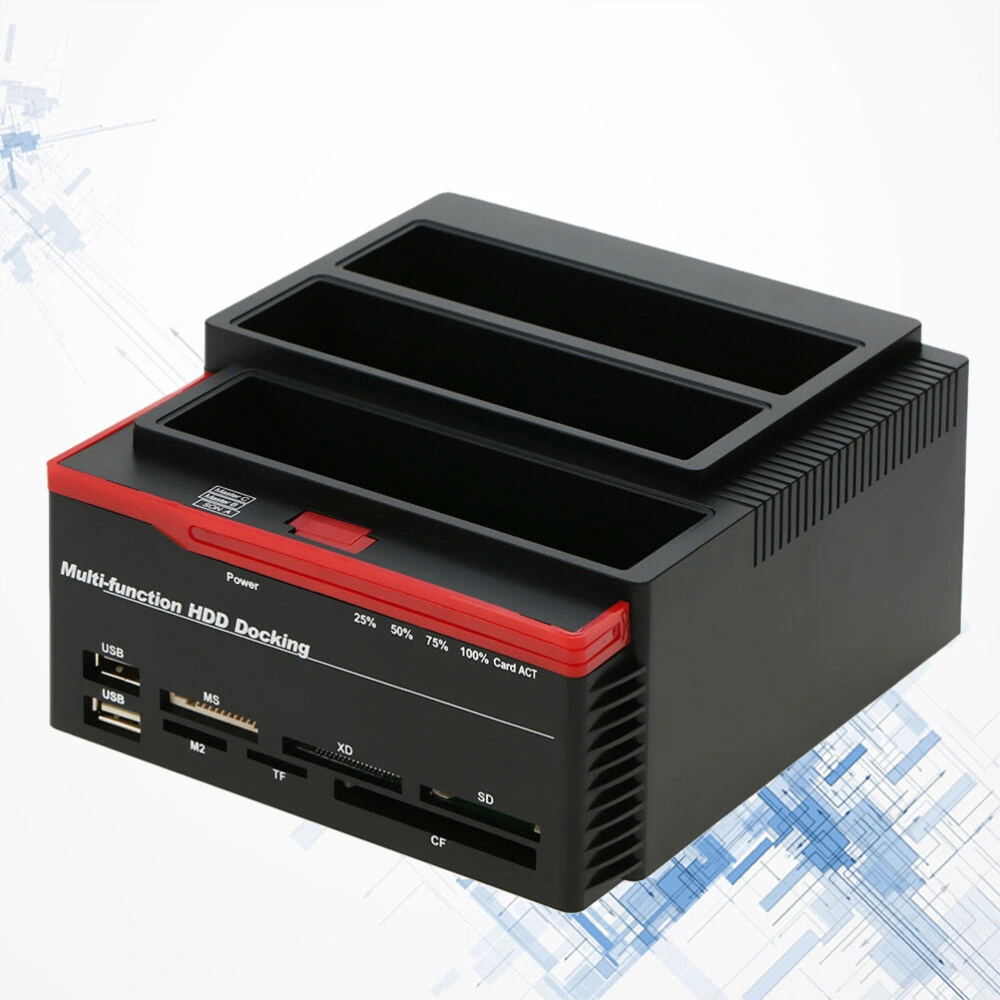 USB3.0 3 Disk IDE HDD Docking Station Three Position Hard Disk Base with Clone Function and Reader with AU Plug (Black)