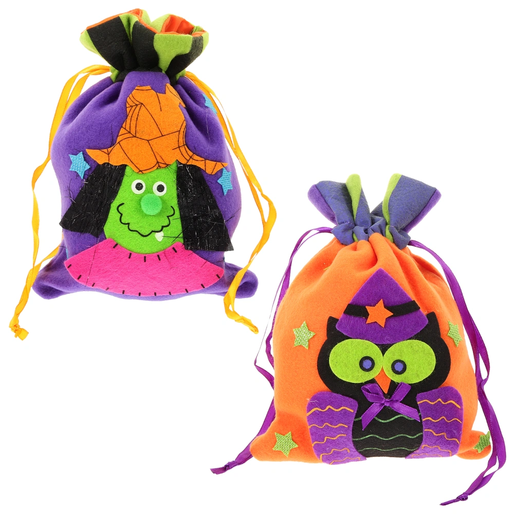 Halloween Pumpkin Bags Treat Bags Drawstring Goodies Bag (Witch and Owl)