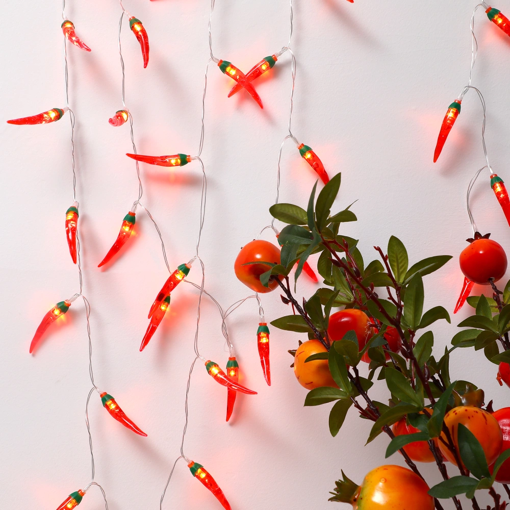 Chili String Light 5 Meter Long Battery-operated Pepper Light Decoration for Party Patio Fence Deck Balcony Camping