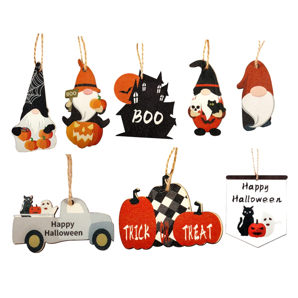 8pcs Halloween Gnome Wooden Halloween Party Gnome Ornament Halloween Decoration