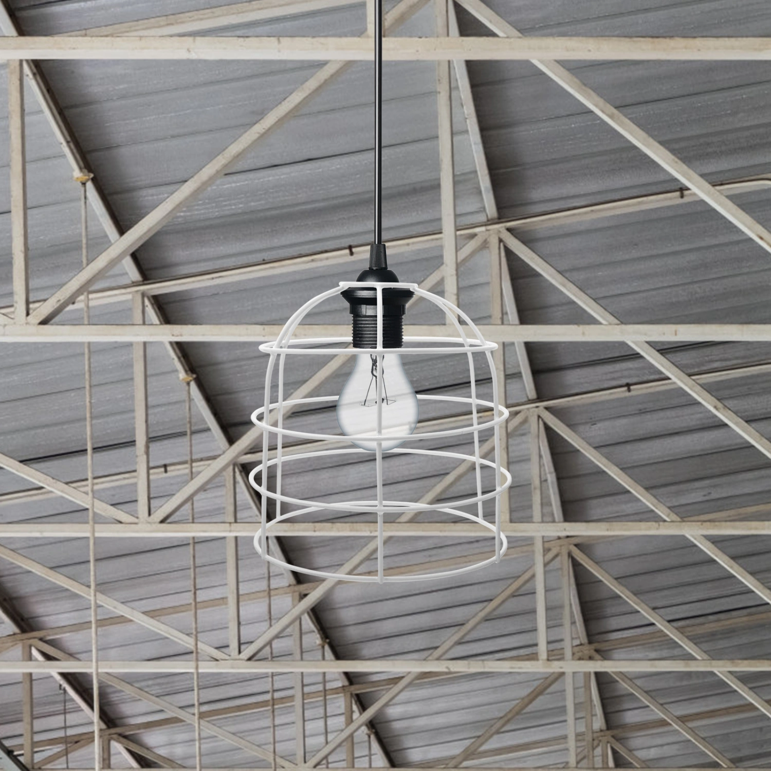 Pendant Lamp Cover Safety Ceiling Lamp Shade Metal Lampshade Explosion-proof LED Lamp Guard