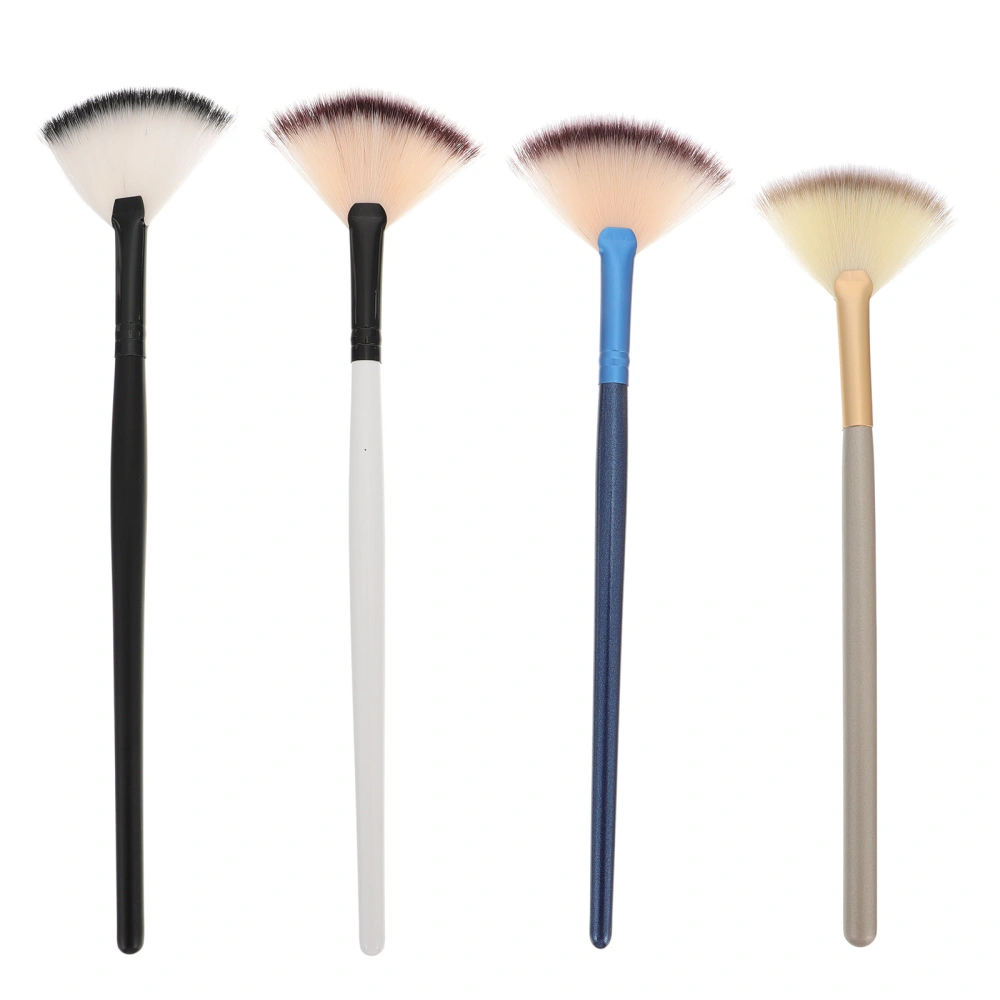 4pcs Facial Brushes Fan Applicator Brushes Wooden Handle Makeup Cosmetic Brush