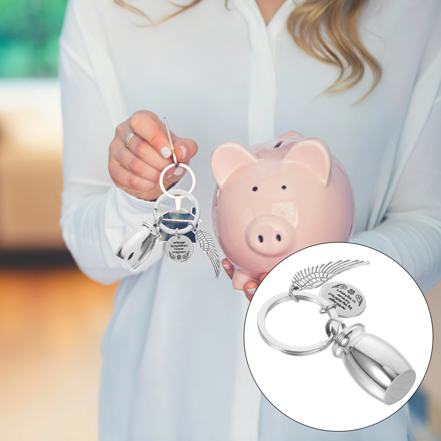 Mini Urn Memorial Keychain Small Cremation Urn Keepsake Keychain for Ashes